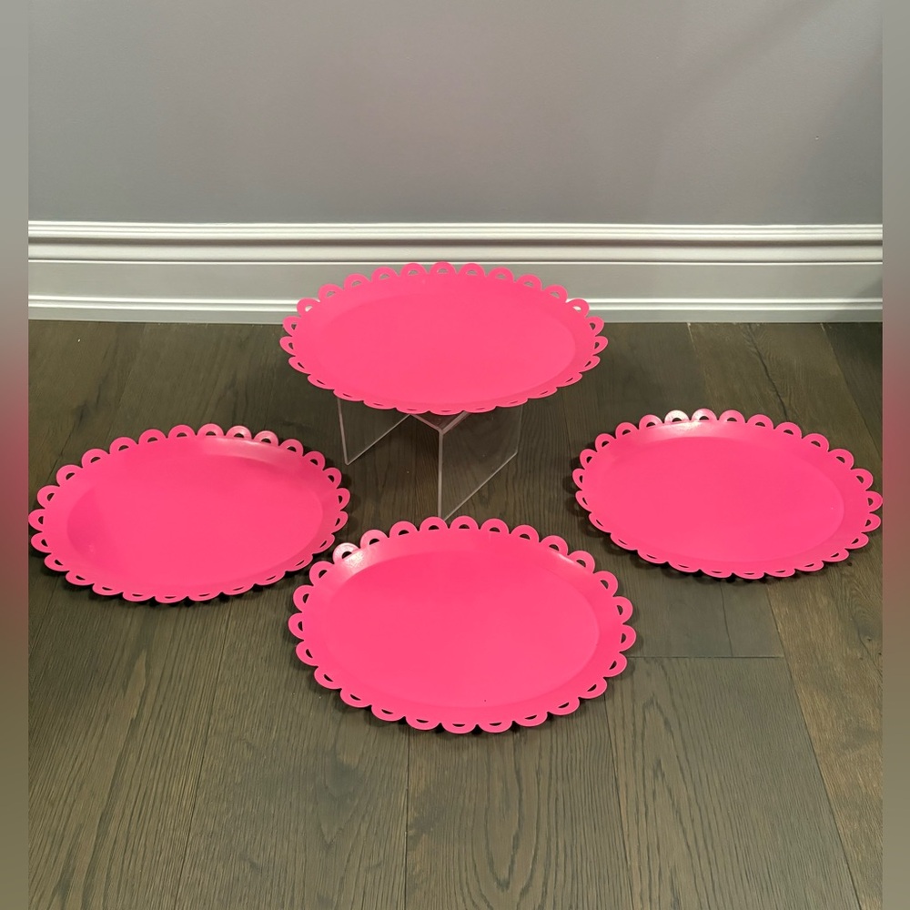 Target pink metal cupcake or cookie decorative platters NWT